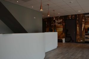 drijvers-oisterwijk-balie-behang-veterinair-centrum-modern-interieur-nieuwbouw-natuur-dieren-verlichting-rood-strak (11)